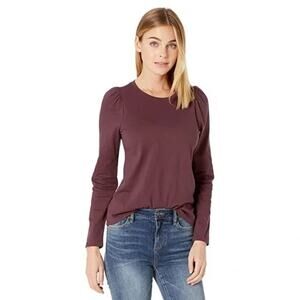 MADEWELL DO WELL 🆕  Burgundy Merlot Long-Sleeve Puff Shoulder Shirt